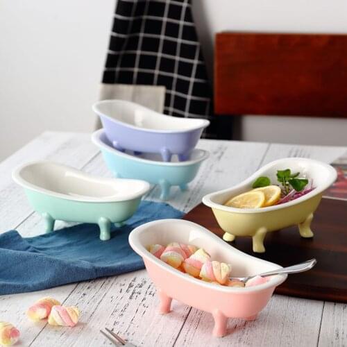 Creative bathtub bowl dessert snack breakfast bowl fun ceramic cute small bowl baking tableware kitchen decoration jewelry box