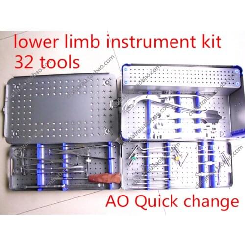 Medical orthopedic instrument lower limb instrument kit Femoral tibia 4.5 6.5 bone screw plate set install Extractor Ao connect