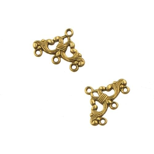 Vintage Gold Connector DIY Earrings Necklace Bijouterie Made Jewellery Accessory 3 Holes Triangle Wave Hollow Flat 23x16mm 50pcs