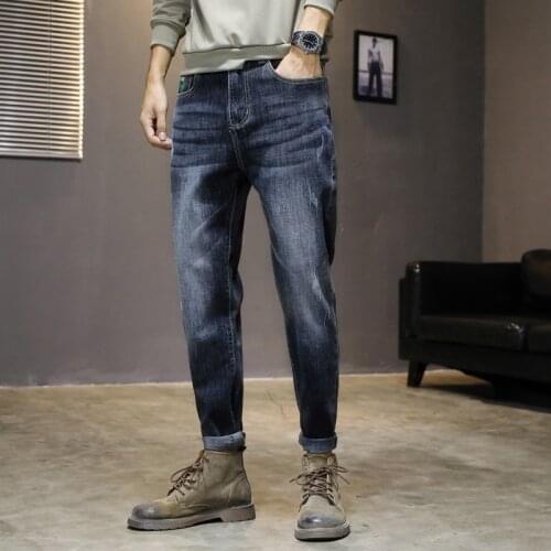 Mens Jeans casual cotton Denim straight cotton loose work long pants jeans blue black pants For 4 seasons TPK06