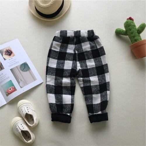Tonytaobaby Autumn and Winter New Boys and Girls Childrens Wear Plaid Pants