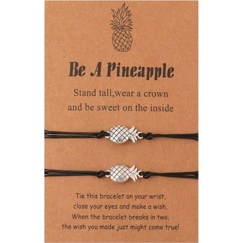 New Tiny Pineapple Wax Wire Braided Charm Bracelet For Women Men Jewelry