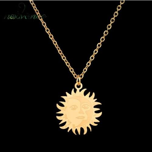 Nextvance Stainless Steel Moon Star Sun Necklaces Gold Simple Cynthia Pendant Necklace for Women Fashion Jewelry