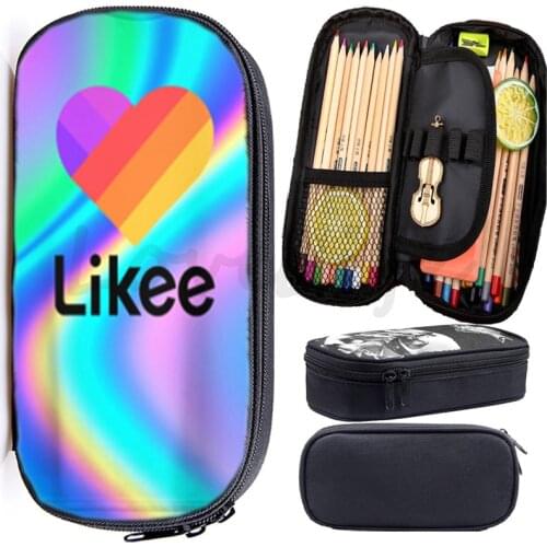 LIKEE Pencil Case Russia Likee App Pen Bag Heart Cat pen Bags Funny Pencil Box Student kids boys girls Pencil Bag for school