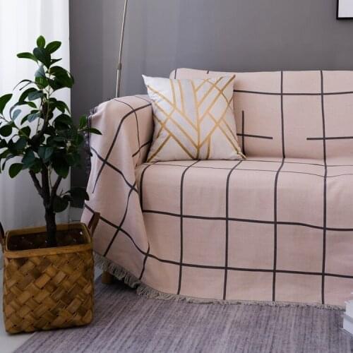 Ins Pink Lattice Throw Blanket Home Decorative Bed Sofa Cover Black Dust Carpet