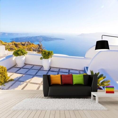 Custom Photo Wallpaper 3D Mediterranean Sea Landscape Murals Living Room Bedroom Romantic Home Decor Wall Cloth Papel De Parede