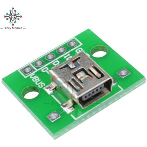 5PCS/Lot Mini USB to DIP Adapter Converter for 2.54mm PCB Board Power Supply USB-02