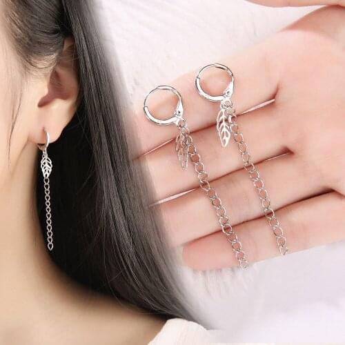 Factory Direct Foreign Trade Explosion Models Korean Fashion Leaves Tassel Earrings Creative New Leaf Ear Jewelry Wholesale