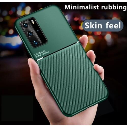 Luxury Silicone Car Magnetic Holder Phone Case For Huawei P40 P30 P20 P10 Lite Pro Nova 7 6 Ultra-thin Leather Protection Cover
