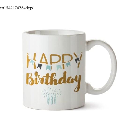 Happy Birthday with Candles Funny Design Coffee Mug - Ceramic - 11 oz