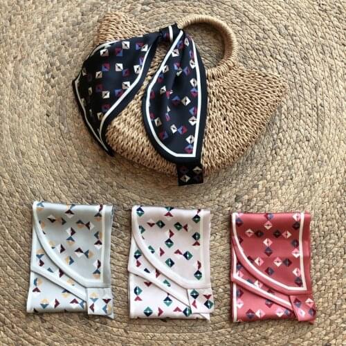 Elegant Small silk Collar Scarf women Hair Band Head Neck Geometric print scarves