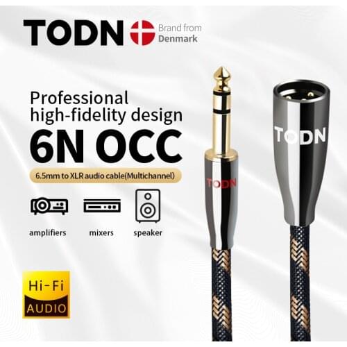 TODN HiFi cable audio XLR cable 6N OCC Audio calble 6.5mm aux plug convert XLR plug