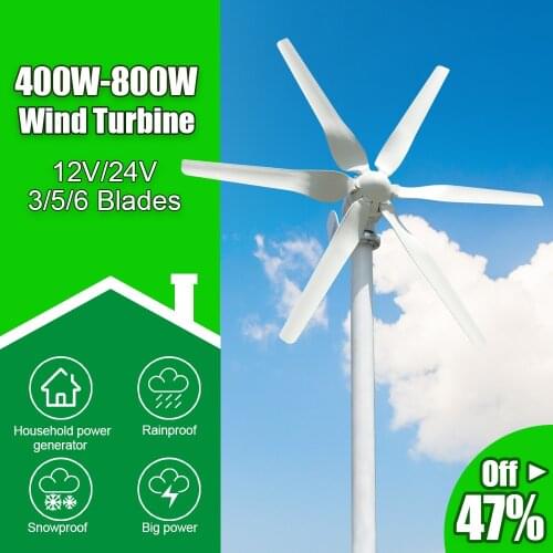 Oversea Warehouses 400W 600W 800W 3/5/6 Blades Windmill 12V 24V Small Wind Turbine Generator For Home Farm Street Lamps