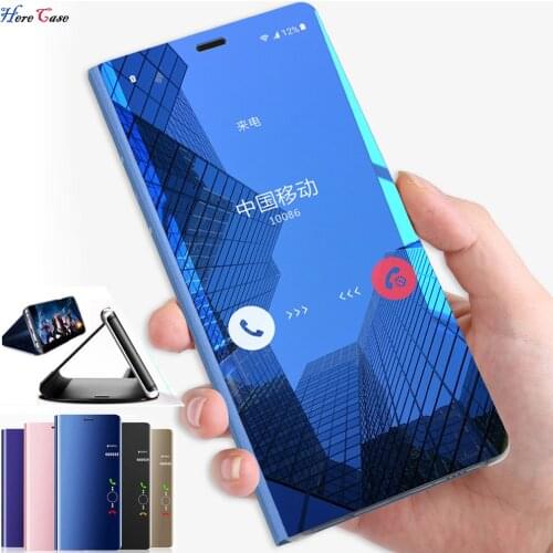 Mirror Flip Leather Case For Samsung Galaxy Note9 8 S6 S7 Edge S9 S8 Plus J5 7 2017 A3 A7 A5 2017 Clear View Window Smart Cover