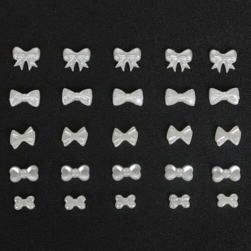 100pcs no hole ABS pearl beads beige butterfly knot bow shape Garment Beads for DIY craft decorative sewing accessories