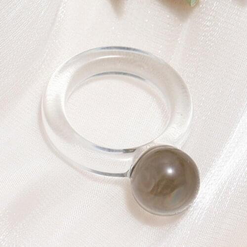 Women Ring Transparent Fake Crystal Colorful Ball Jewelry All Match Round Ring for Dating
