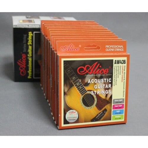 12 Sets Alice AW436P Hexagonal Core Phosphor Bronze Wound Colourful Ball-End Acoustic Guitar Strings (.010 .011 .012 .013)