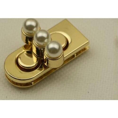 10 pcs/lot Light gold luggage hardware accessories Pearl twist lock mortise lock Bag hardware accessories lock