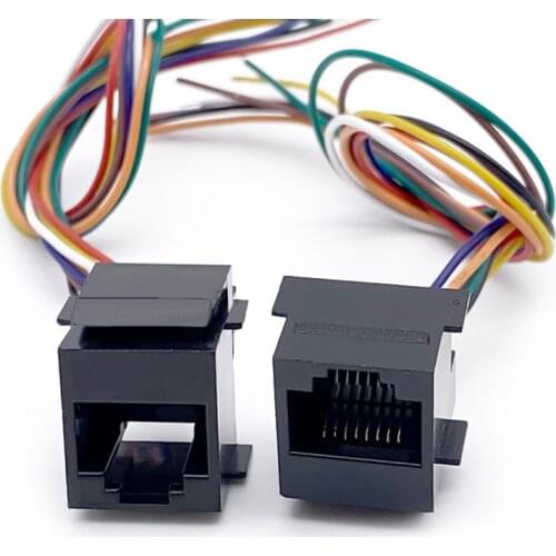 10PCS Network 8P8C RJ45 Socket with Wire 648K 8*200mm PCB Mounting Type Connectors Jack For Telephone Boorbell