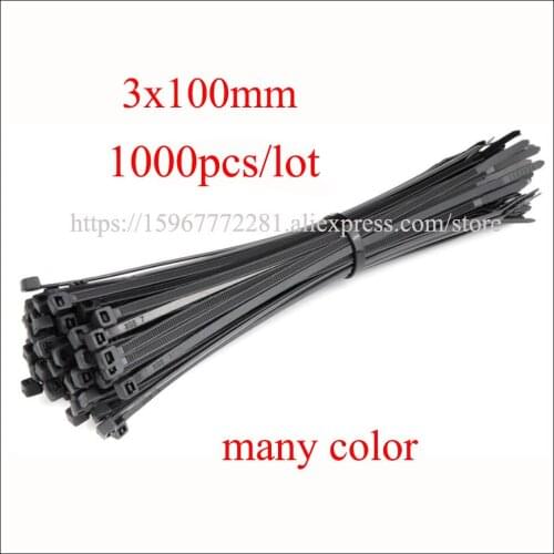1000PCS 3*100mm cable tie Assorted Self-locking Nylon Cable Ties multicolor Plastic Zip Tie Loop Wire Wrap Zip Ties Many colors