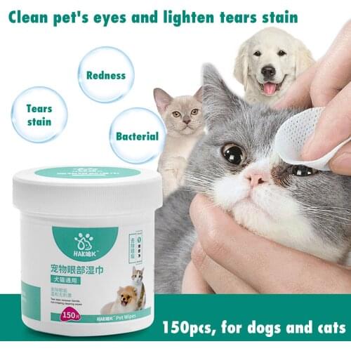 150pcs/Can Pet Dog Cleaning Pads Facial Paper Towels Pet Eye Ear Wet Wipes Tear Stain Remover Wipes for Cat Dog Puppy Eyes Ears
