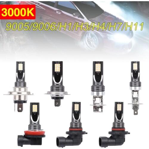 2pcs H11 H8 9005 9006 H1 H3 H7 SMD Lights 1200LM 3000K Golden Driving Running Light Auto Car headlamp Bulbs for Cars SUV Vehicle