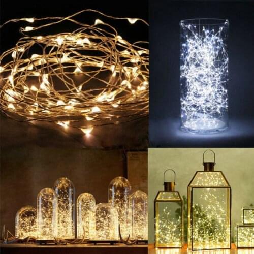 2Pc 20/50/100 LED String Fairy Lights Copper Wire Battery Powered Waterproof DIY For Outdoor Christmas decoration Battery