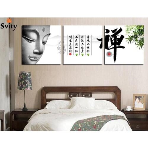 3 Panel Abstract Printed Buddhism Lord Buddha Painting Canvas Art Buda Picture Paintings Cuadros For Living Room Unframed