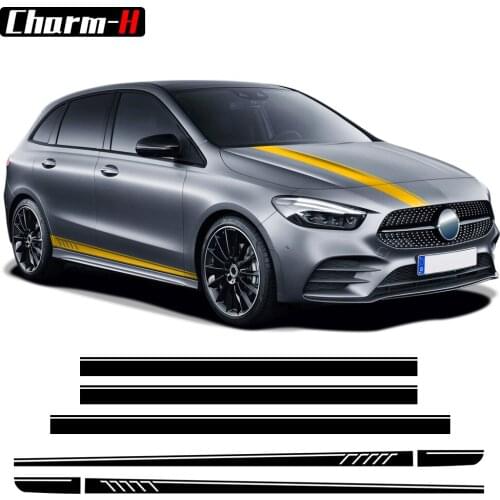 507 Styling Door Side Stripes Skirt Sticker Car Hood Rear Roof Decal For Mercedes Benz B Class W246 W247 B180 Accesso