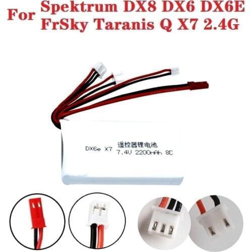 7.4V 2200mAh 8C Lipo Battery for FrSky Taranis Q X7 Dx6e Dx6 Transmitter Spektrum DX8 Rc Spare Part 2S Rechargeable Battery