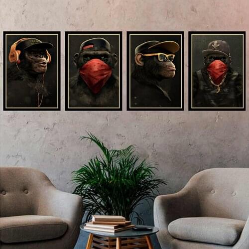 5D Diamond PaintingMonkey Poster Retro Wall Sticker Bar Cafe Decorative Diamond Embroidery Creative Painting Home Decoration