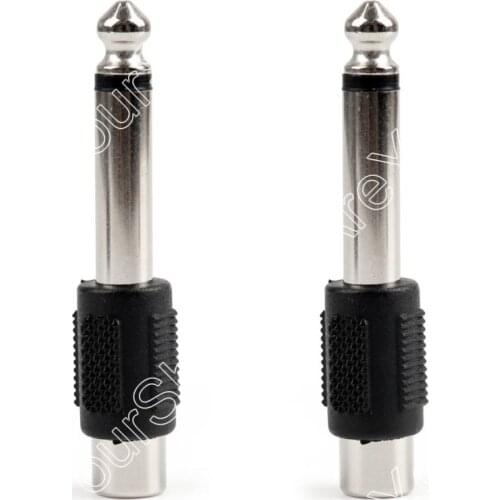 Areyourshop RCA Female to 1/4" 6.35mm Male Mono Plug Audio Adapter Connector Converter 100Pcs High Quality Connector