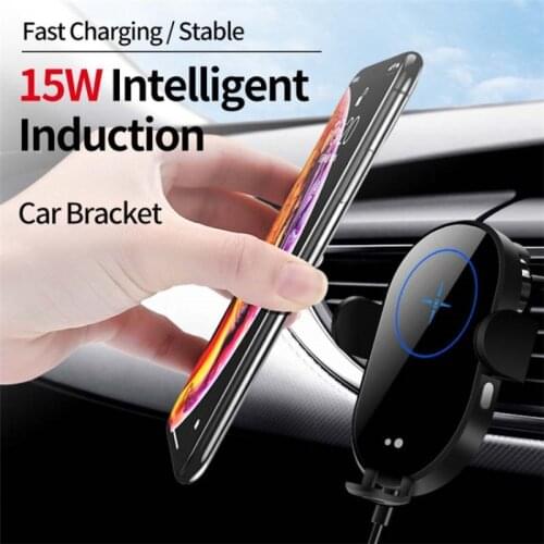 Automatic clamping 15W Qi wireless charger fast charging car phone holder for iphone 8Plus 11Pro 12Pro Samsung S10 S9 Huawei P30