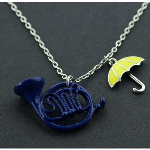 HIMYM How I Met Your Mother Statement Necklace Yellow Umbrella Blue French Horn Pendent Necklace Gift For Fans Collier Femme