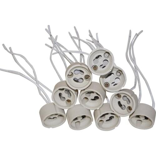 10pcs/lot Lamp Base GU10 Lamp Holder Ceramic Connector Socket with Cable for LED Halogen Lamp Light
