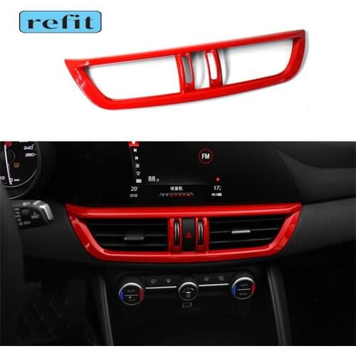 Carbon fiber pattern central control air outlet decorative cover For Alfa Romeo Giulia Interior decoration Accessories