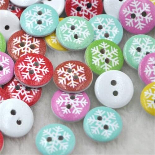 100pcs print Snow Wood Button sewing/appliques/craft DIY Lots 15 mm WB226