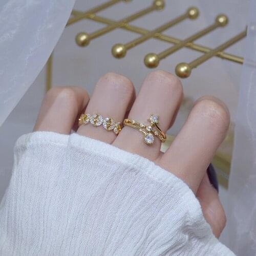 Elegant Love Heart Star Open Design Ring for Women AAA Pave Inlaid Zirconia Adjustable Charm Bague Anillos Jewelry Birthday Gift