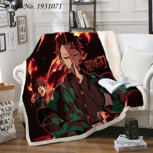Demon Slayer Anime 3D Printed Fleece Blanket for Beds Thick Quilt Fashion Bedspread Sherpa Throw Blanket Adults Kids 11