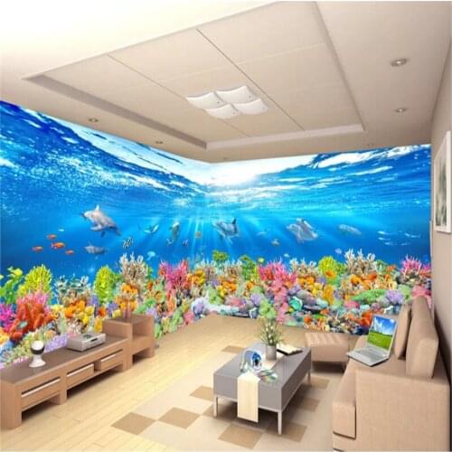 HD Wall Papers Home Decor Underwater World Whales 3D Photo Wallpapers for Living Room TV Background Walls 3D Space Wall Murals