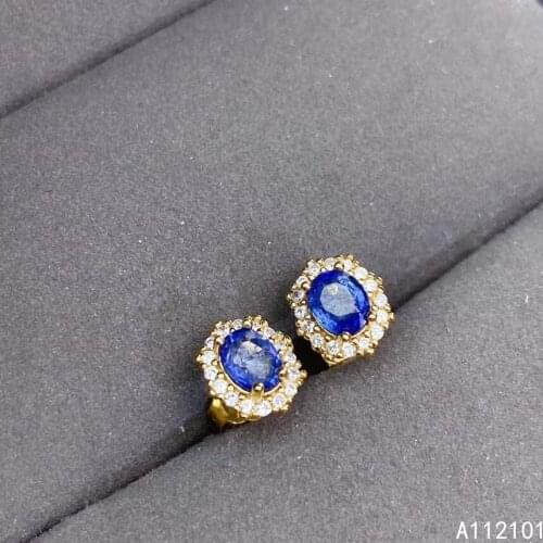 KJJEAXCMY fine jewelry 925 silver natural sapphire new girl classic earrings hot selling ear stud support test Chinese style