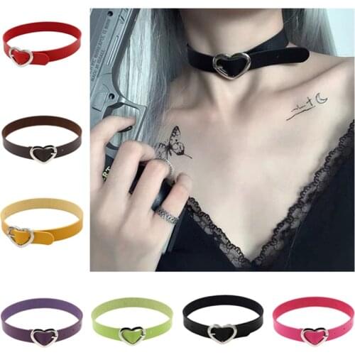 Classic Heart Leather Collar Necklace Women Jewelry Punk Sexy Gothic Neckband Girl Sexy Clavicle Necklace Bracelet Accessories