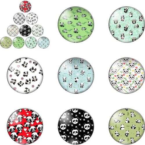 New Chinese Panda Cute Animal 12mm/20mm/25mm/30mm Round Photo Glass Cabochon Demo Flat Back Making Findings
