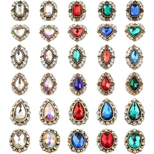 Hot sale Retro Alloy nails charm crystal diamonds Stone nail art decorations jewelry accessoires rhinestones DIY Nail Decoration