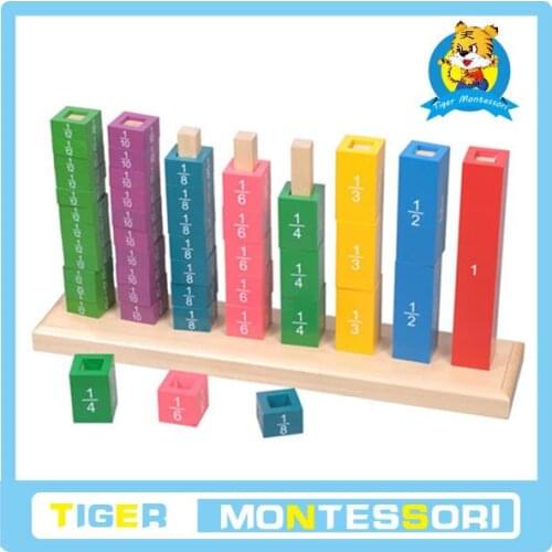 Montessori mathematics Fractions Stacker material toys