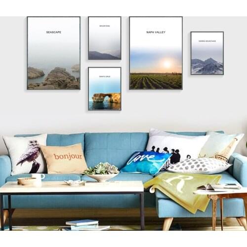 Seascape Mountain Quotes Canvas Painting Nordic Posters And Prints Wall Art Canvas Prints Wall Pictures For Living Room Decor