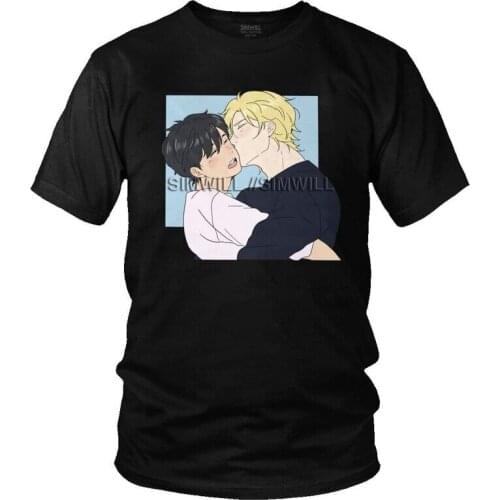Mens Banana Fish Smitten Ash Eiji T-Shirt Streetwear Japanese Manga Anime Tshirt Short Sleeve Hip Hop T Shirt Cotton Tee Merch
