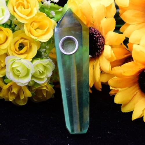 Natural crystal Folk Crafts green fluorite wand point crystals smoking pipes for gift