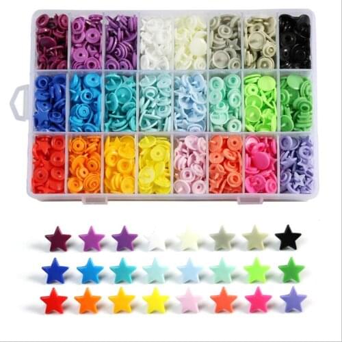 360set/box STAR Shape KAM plastic Snaps T5 Button Press Studs/Poppers/Dummy Clips