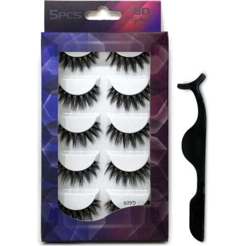 NEW 5 Pairs 3D Mink Hair Soft False Eyelashes With 1 Tweezer Wispy Thick Long Natural Lashes Eyes Makeup Beauty Extension Tools